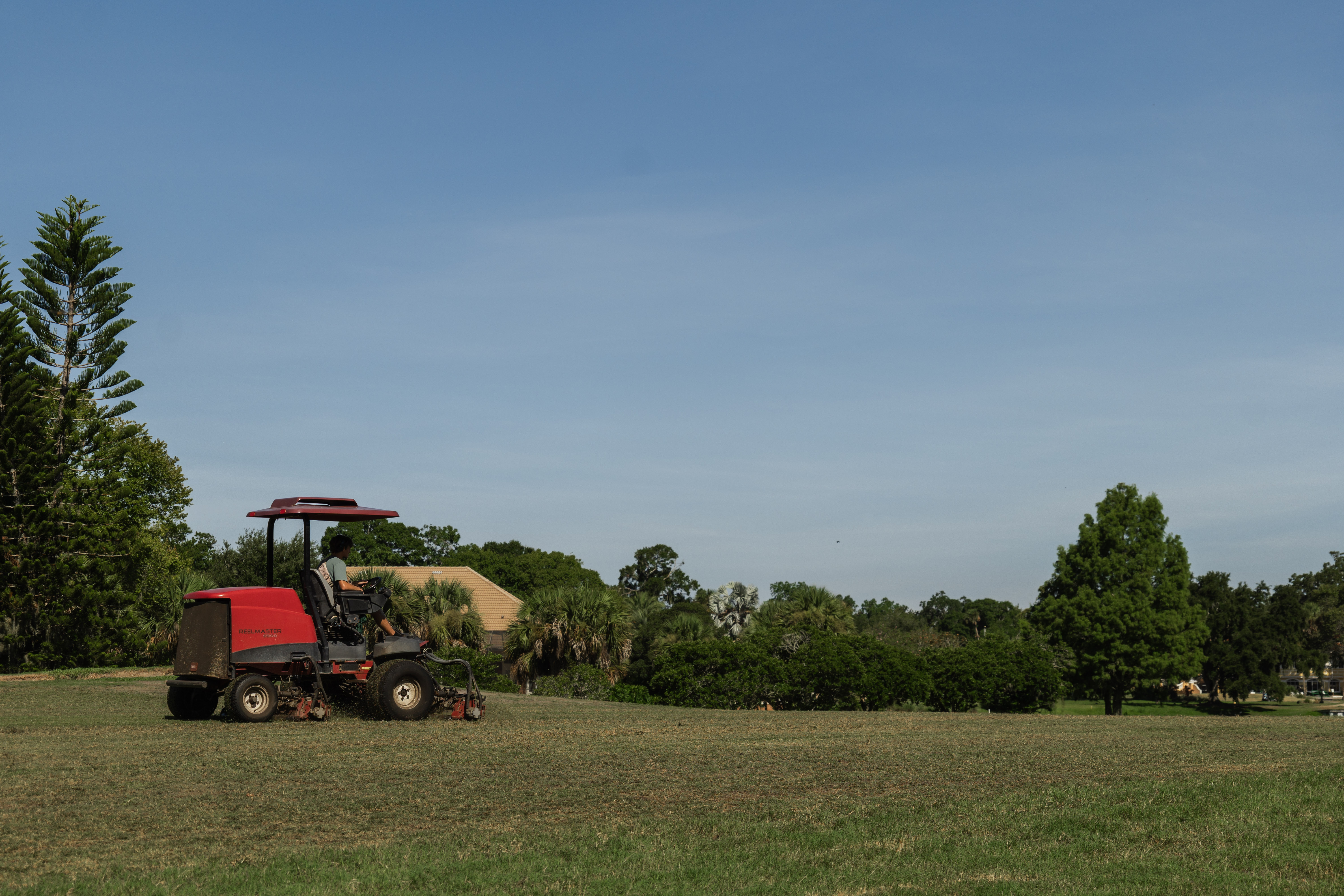 lawn mower, giving maintenance to the green