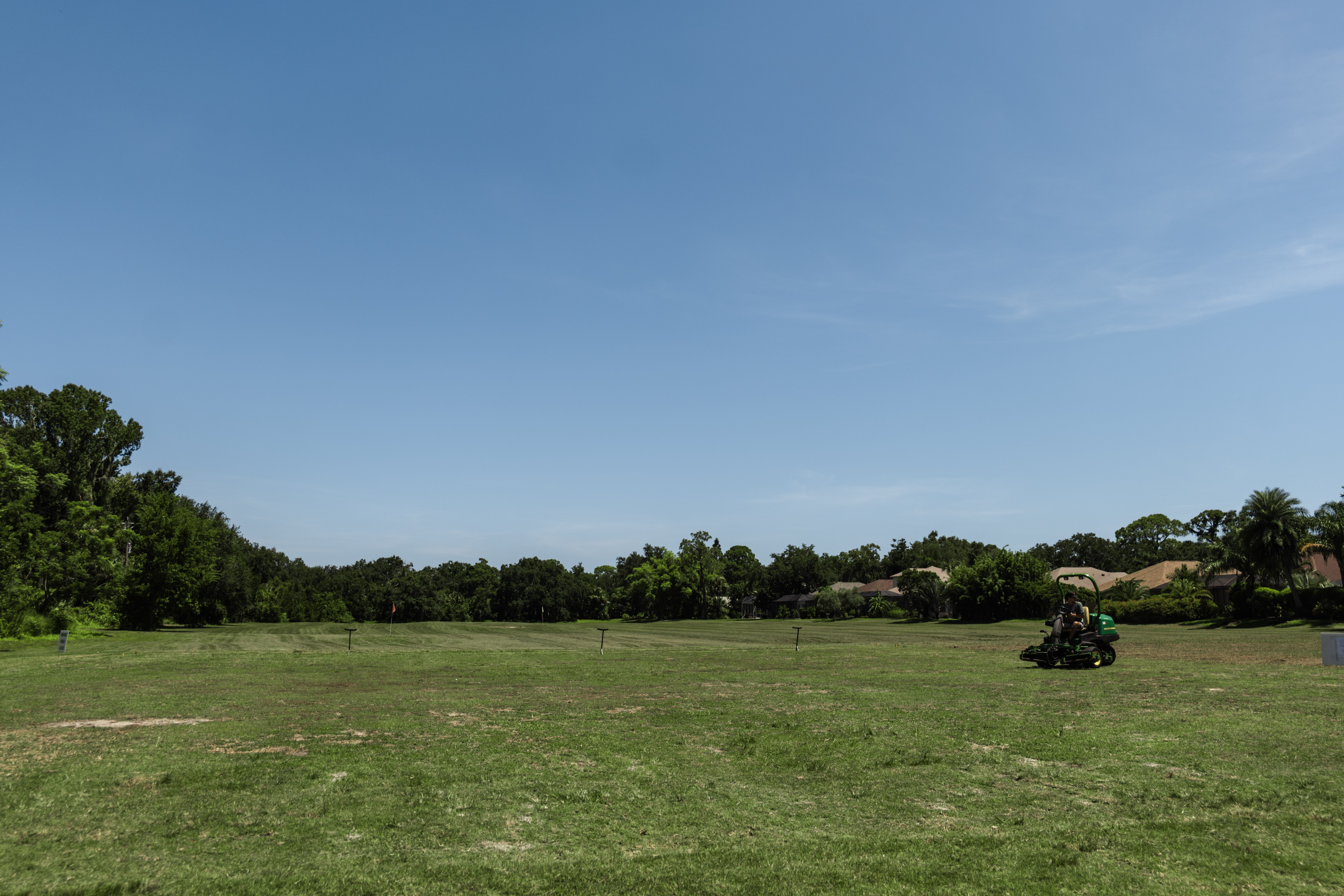 Lawn mower on the Golf Course green