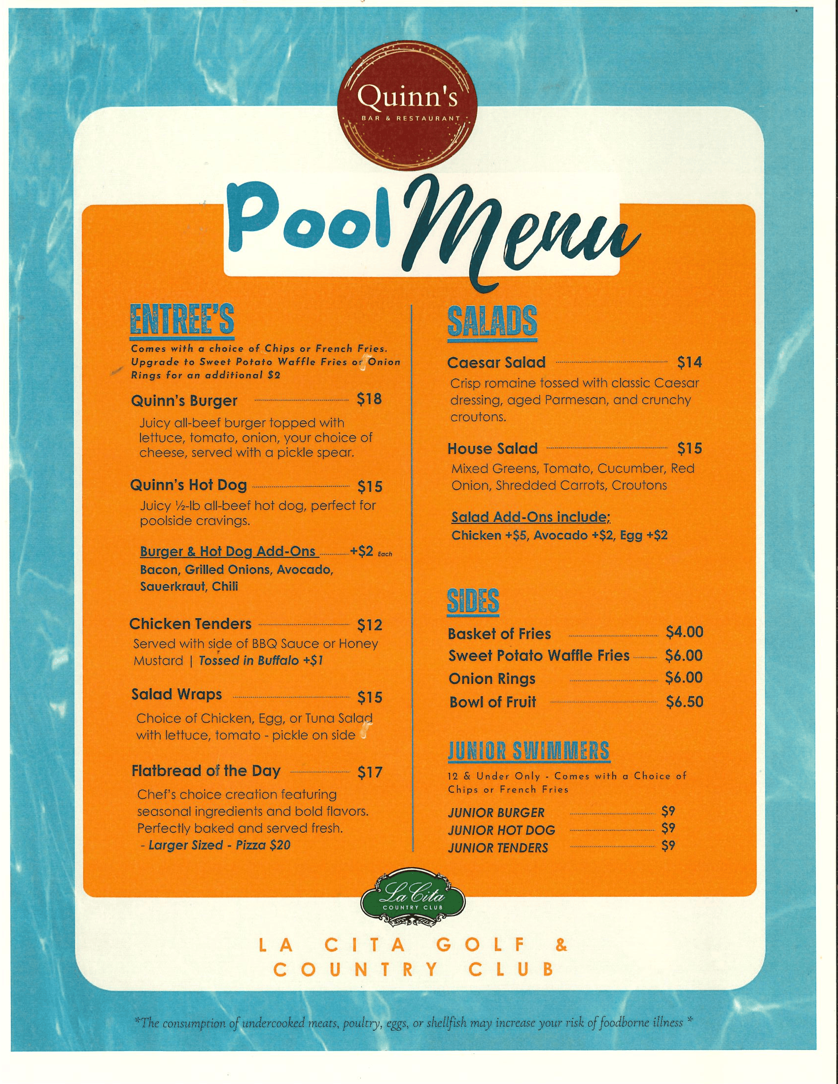 La Cita Pool Menu